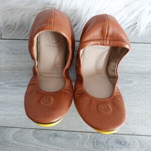 April Parker Perfect Flat Glazed Ginger Brown Leather Ballet Shoes Women's 8M